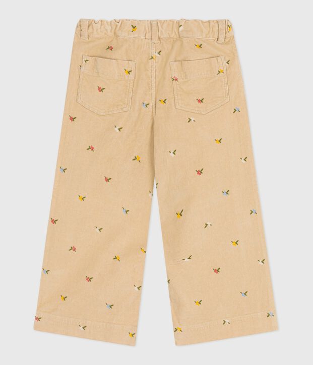 Fluwelen broek voor kinderen met motief beige/multicouleur