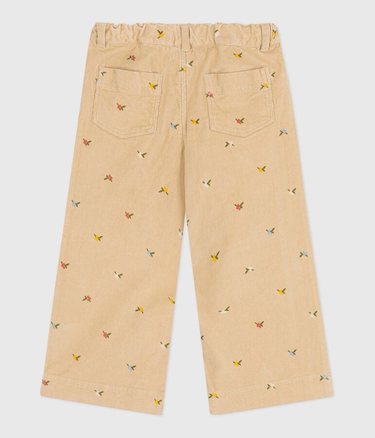 Pantalon enfant en velours &agrave; motifs beige/multicouleur