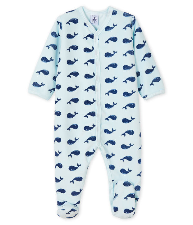 Dors-bien baleine b&eacute;b&eacute; gar&ccedil;on en velours bleu/bleu