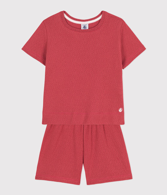 Pyjacourt uni en coton ajouré petite fille rose PAPI