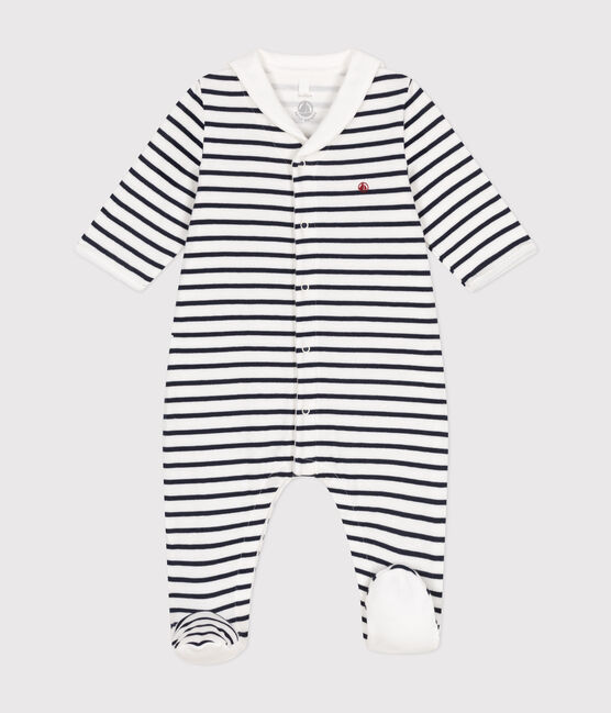 Pyjama en tubique bébé blanc MARSHMALLOW/bleu SMOKING