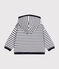 Sweater met kap voor baby's wit MARSHMALLOW/blauw SMOKING