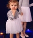 Gestreepte babyjurk in tule en tubic