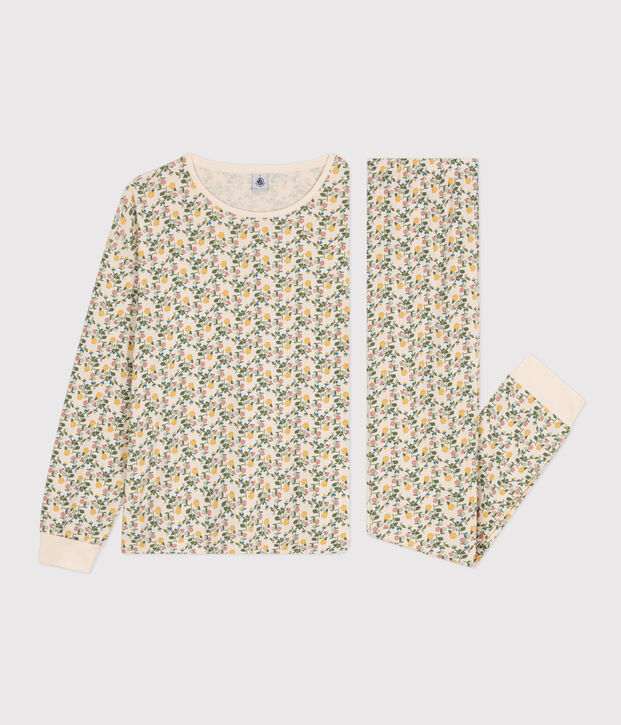 Pyjama en coton motif floral femme &eacute;cru/multicouleur