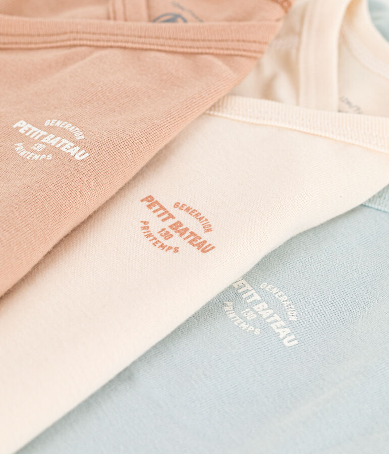 Lot de 3 bodies crois&eacute;s manches longues en coton multicouleur