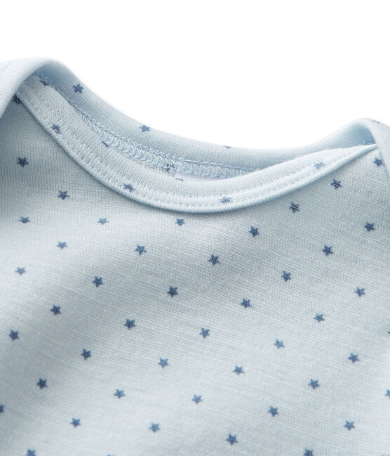 Combinaison courte bébé garçon en laine et coton bleu FRAICHEUR/gris TEMPETE