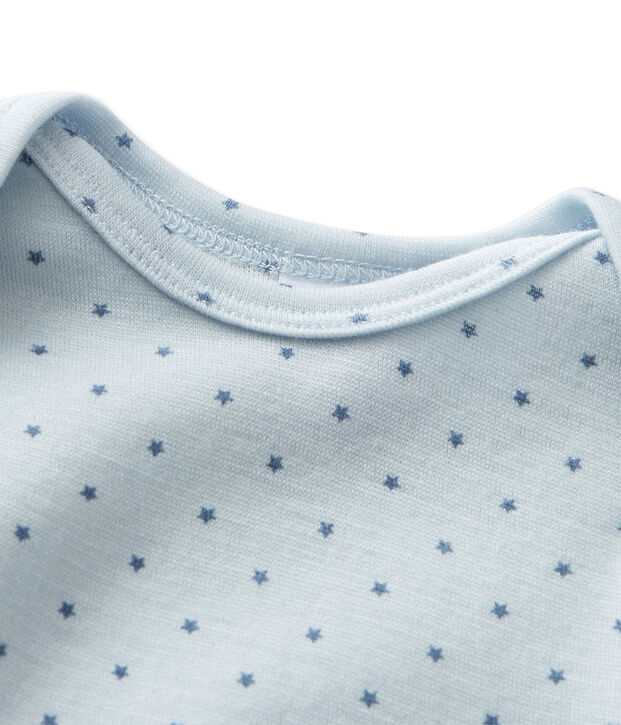 Kort pakje in wol/katoen voor babyjongens blauw/grijs