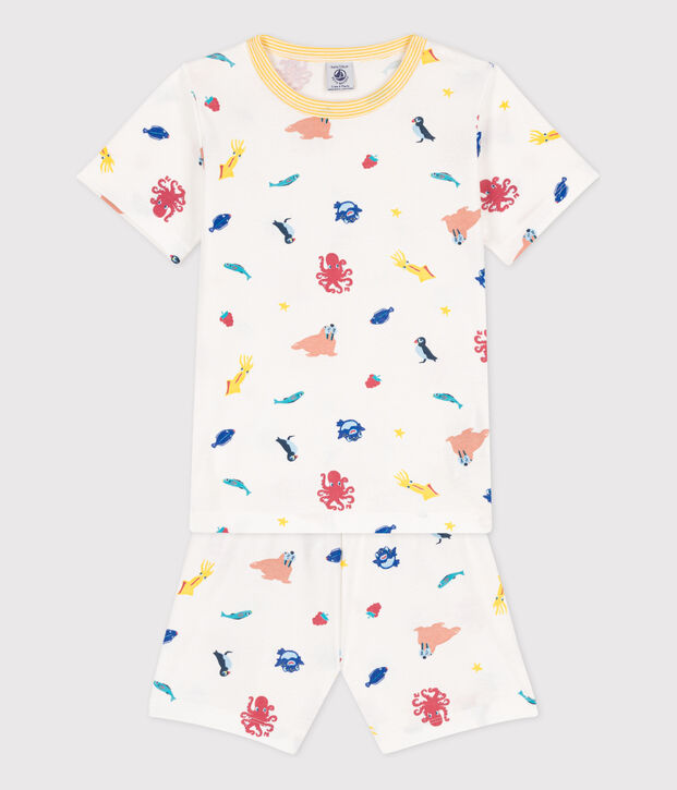 Pyjacourt phosphorescent en coton enfant blanc/multicouleur