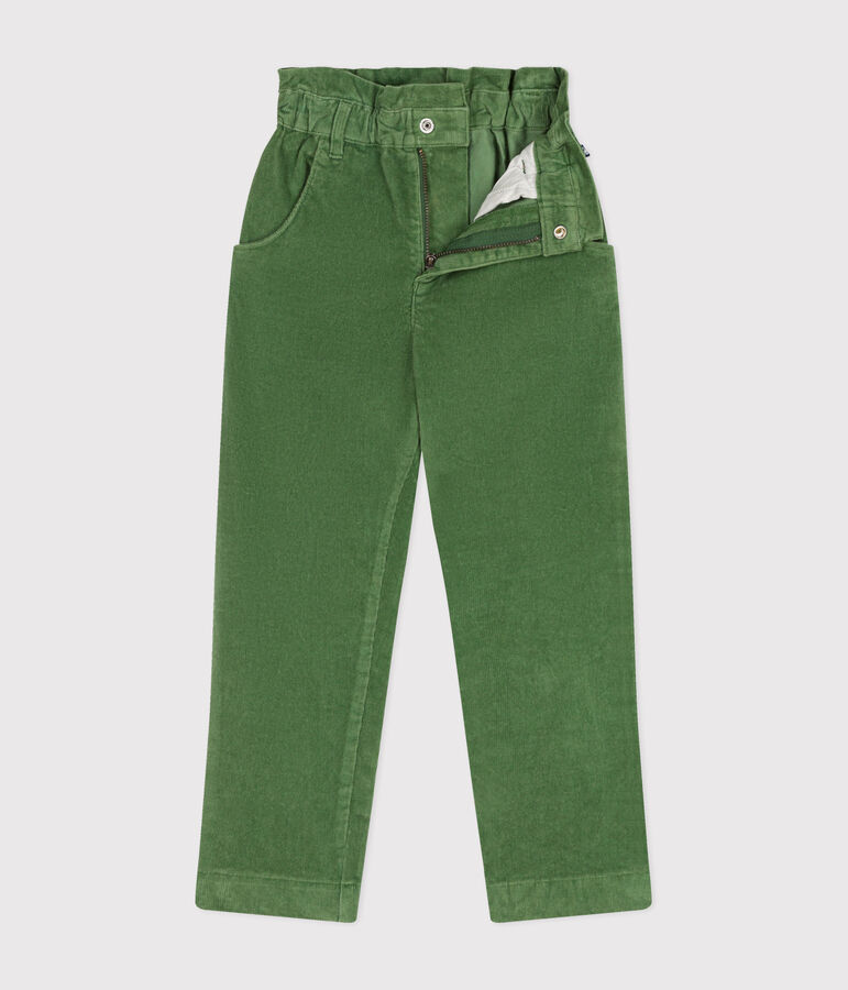 Pantalon en velours enfant fille vert PALMERAIE