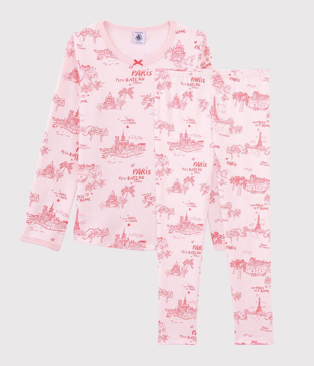 Toile de Jouy Paris pyjama van katoen voor meisjes roze/roze