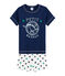 Pyjacourt petit garçon en lin/coton bleu MEDIEVAL/blanc MULTICO
