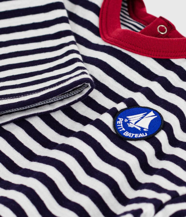 Gestreept T-shirt met lange mouwen in katoen voor baby's blauw SOIR/ MILK
