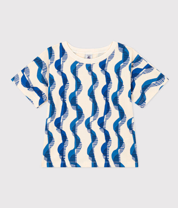 Katoenen T-shirt met korte mouwen voor meisjes ecru/multicouleur