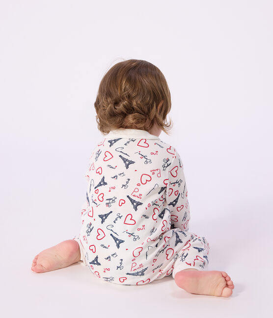 Pyjama bébé en coton sans pieds imprimé Paris blanc MARSHMALLOW/blanc MULTICO