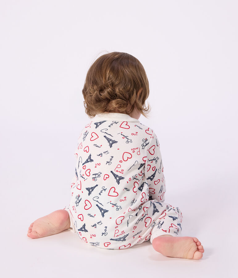 Pyjama b&eacute;b&eacute; en coton sans pieds imprim&eacute; Paris blanc/multicouleur