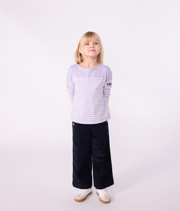 Marini&egrave;re enfant en coton violet/&eacute;cru