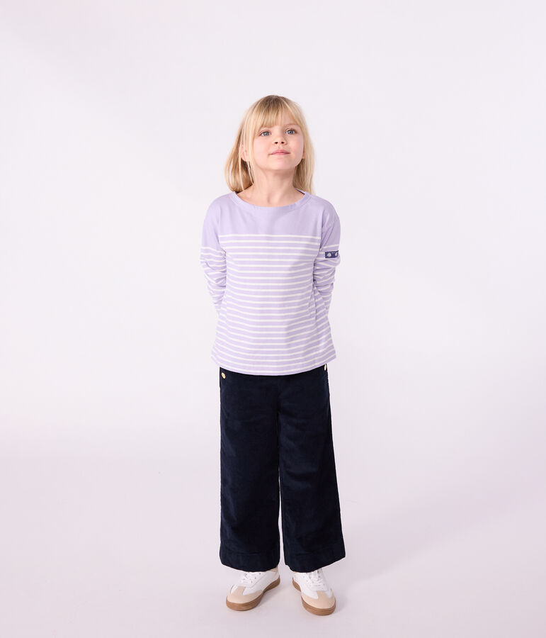 Marini&egrave;re enfant en coton violet/&eacute;cru