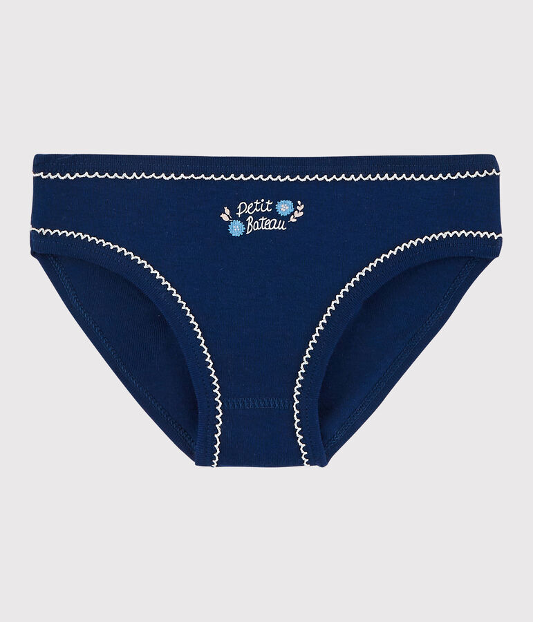 Culotte petite fille en coton bleu