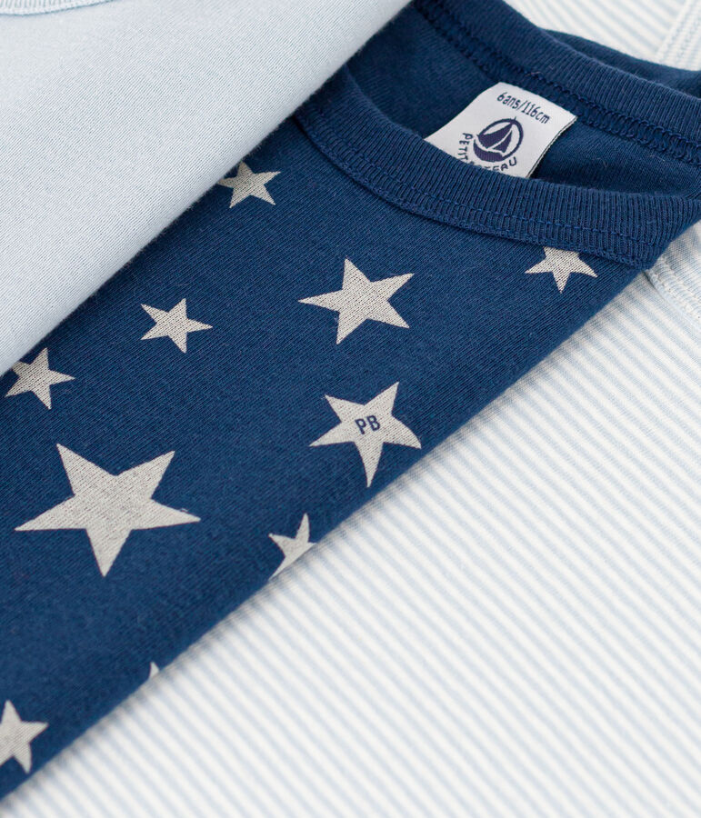 Lot de 3 tee shirts manches courtes &eacute;toile en coton petit gar&ccedil;on multicouleur