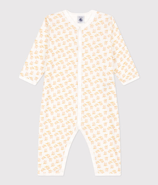 Pyjama bébé sans pieds en coton blanc MARSHMALLOW/jaune BOUDOR