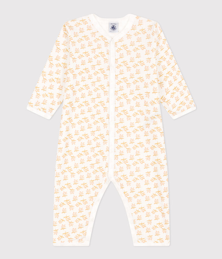 Pyjama b&eacute;b&eacute; sans pieds en coton blanc/jaune