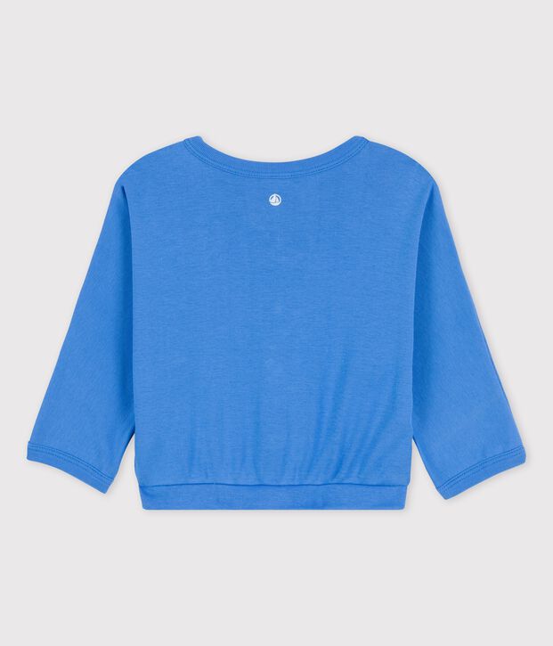 Babyvestje met vleermuismouwtjes in katoen blauw