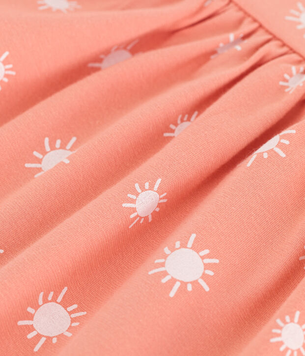Robe sans manches enfant en coton imprim&eacute; orange/blanc