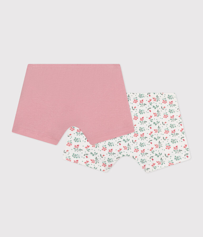 Lot de 2 shorties enfant en coton long fleuris multicouleur