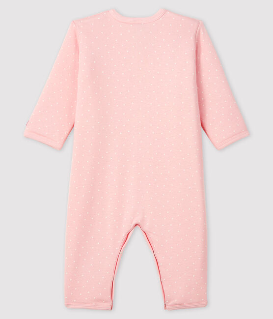 Dors-bien sans pieds bébé fille en côte ouatinée rose MINOIS/blanc MARSHMALLOW
