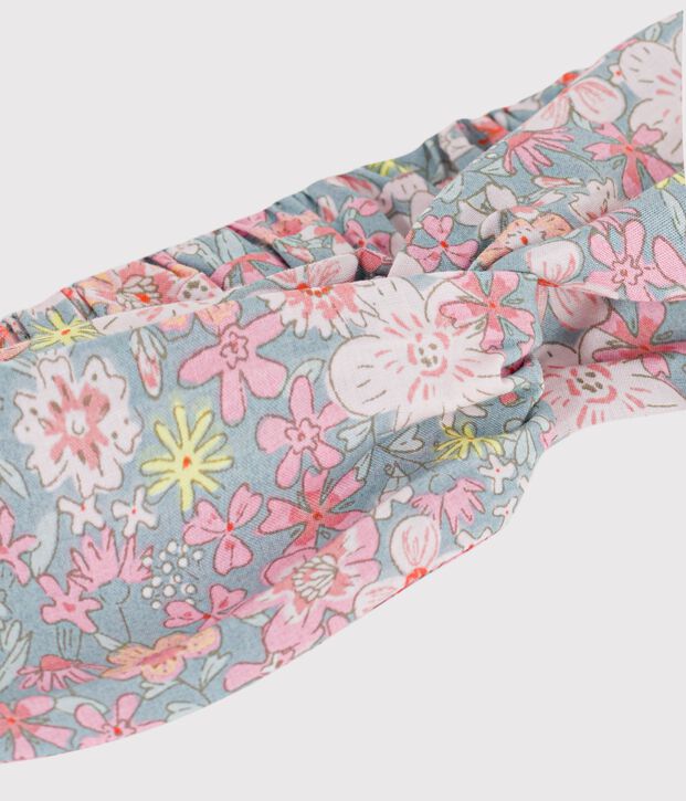 Poplin haarband met bloemenprint voor kinderen blauw/multicouleur