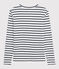 T-shirt col V iconique en coton rayé Femme blanc MARSHMALLOW/bleu SMOKING
