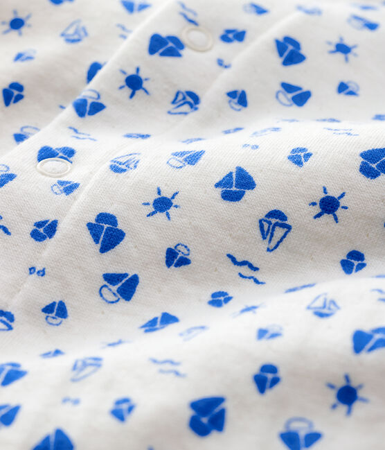 Bodyjama à imprimé bateaux bébé en tubique en coton biologique blanc MARSHMALLOW/bleu COOL