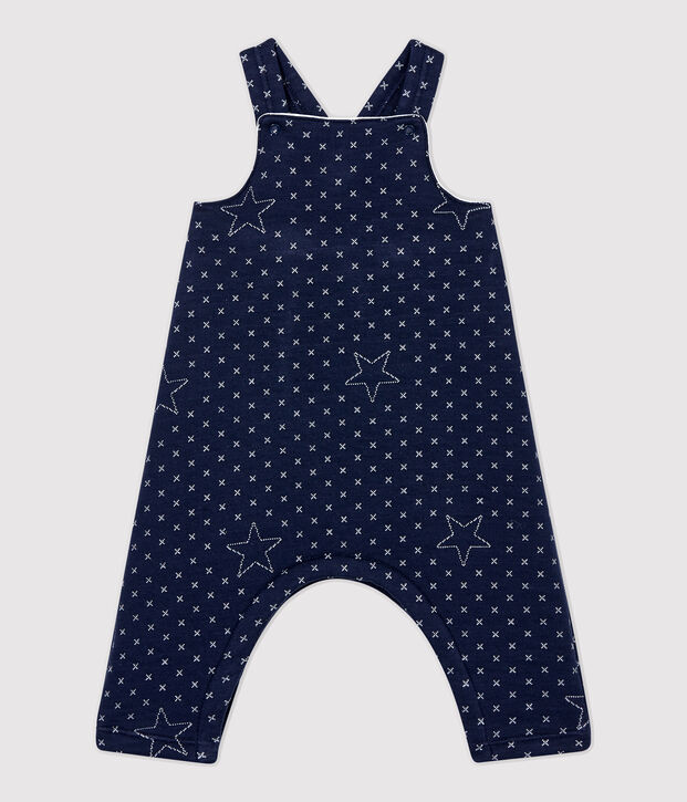 Salopette b&eacute;b&eacute; matelass&eacute;e motifs &eacute;toiles en coton biologique bleu marine