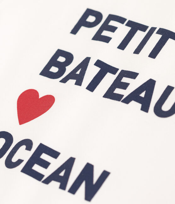 Effen katoenen T-shirt met korte mouwen voor baby's wit MARSHMALLOW