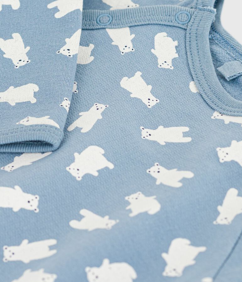 Babypyjama van geruwde fleece met print blauw ADRIATIC/ MILK