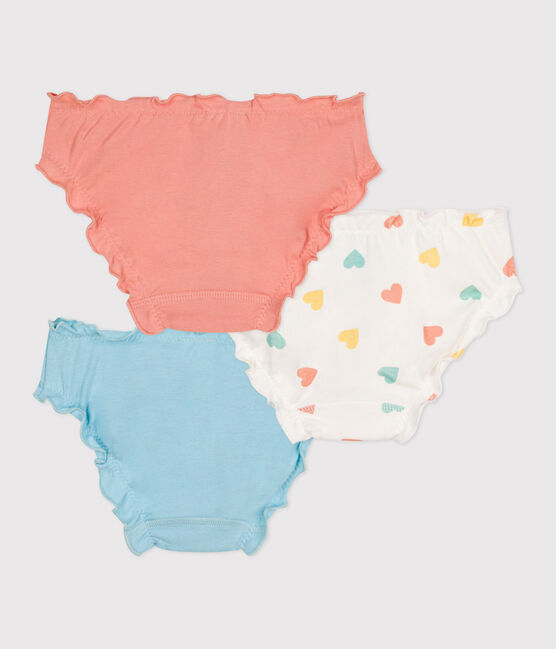 Lot de 3 culottes enfant en coton froufrou imprimé cœurs variante 1