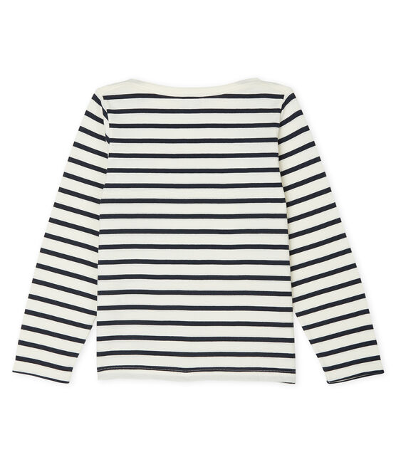 Marinière enfant mixte beige COQUILLE/bleu SMOKING
