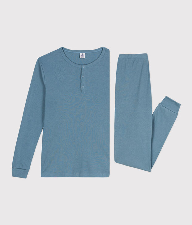 Pyjama en coton et lyocell femme bleu