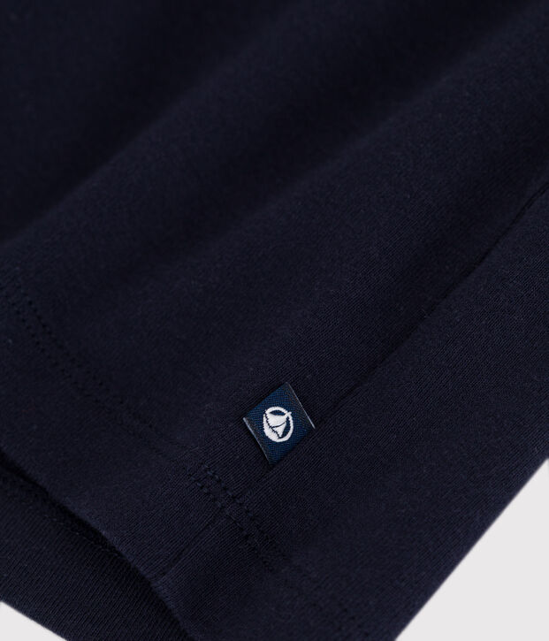 Robe enfant en coton manches courtes unie bleu marine