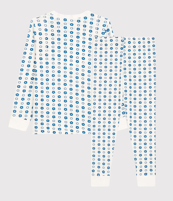 Jongens/meisjes pyjama met grafische bloemenprint van biologisch katoen wit MARSHMALLOW/ MALLARD