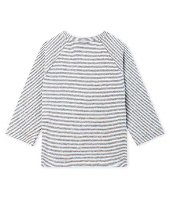 T-shirt met lange milleraies mouwen babyjongen grijs SUBWAY/wit MARSHMALLOW