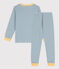 Katoenen pyjama met milleraiesprint voor kleine meisjes en jongens blauw ROVER/wit MARSHMALLOW