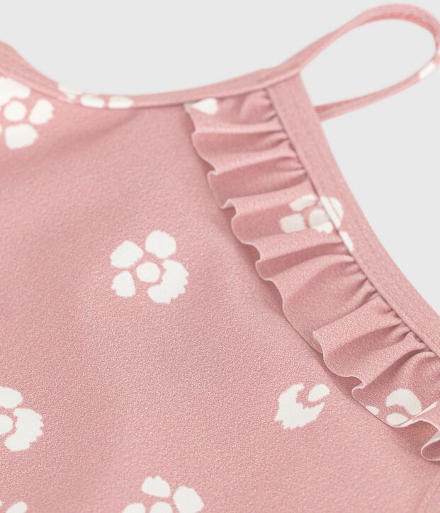 Maillot de bain b&eacute;b&eacute; une pi&egrave;ce &agrave; volants, imprim&eacute; fleuri rose/blanc