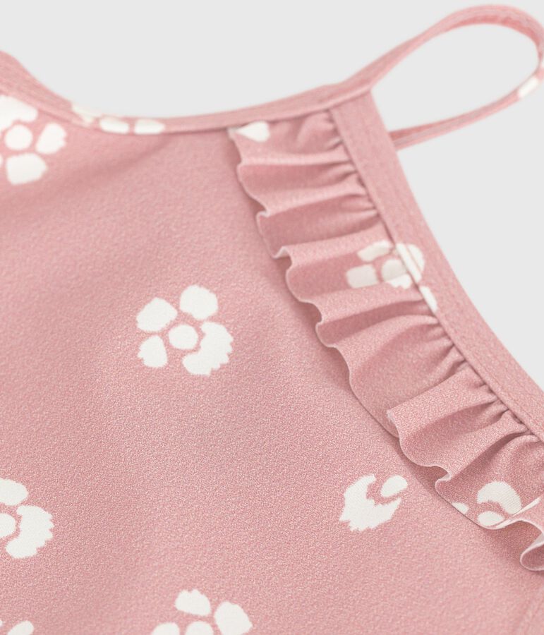 Maillot de bain b&eacute;b&eacute; une pi&egrave;ce &agrave; volants, imprim&eacute; fleuri rose/blanc