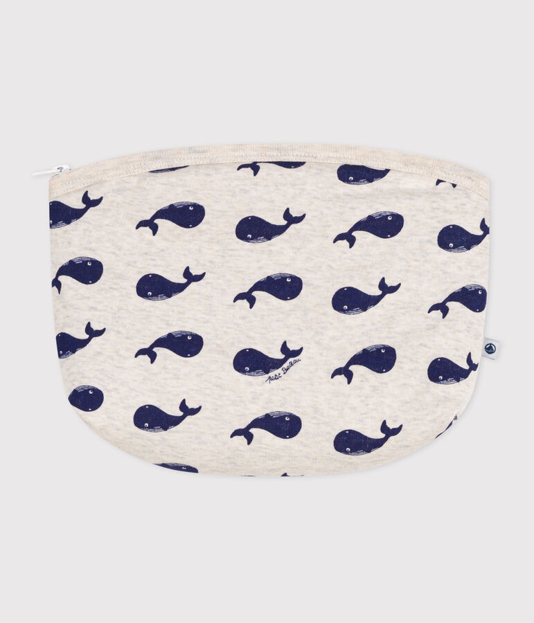 Pochette b&eacute;b&eacute; en coton baleine beige/bleu