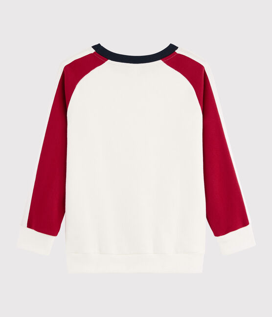 Sweatshirt jongens kinderen wit MARSHMALLOW/rood TERKUIT/ SMOKING
