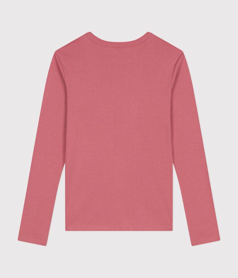 L'Iconique, T-shirt met lange mouw van effen ribstof voor dames roze