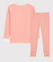 Pyjama snugfit rayé milleraies petite fille en coton rose PEACHY/blanc MARSHMALLOW