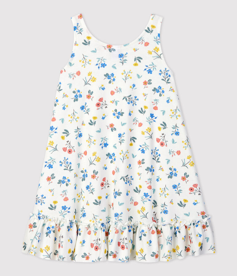 Robe sans manche en coton enfant fille blanc/multicouleur