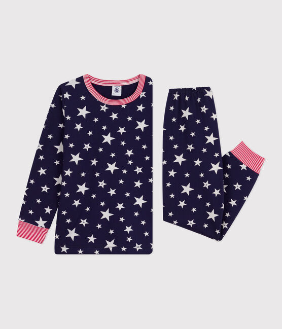 Pyjama enfant en molleton imprimé étoiles bleu SOIR/ MARSHMALLOW